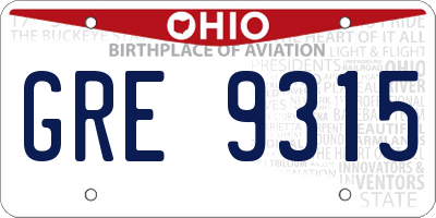 OH license plate GRE9315