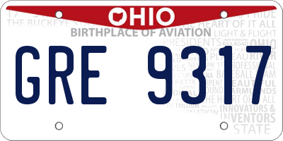 OH license plate GRE9317