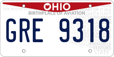 OH license plate GRE9318