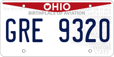 OH license plate GRE9320