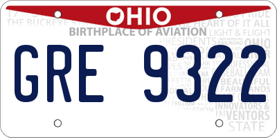 OH license plate GRE9322