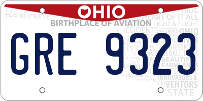 OH license plate GRE9323