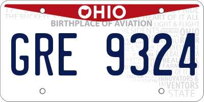 OH license plate GRE9324