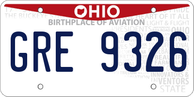 OH license plate GRE9326