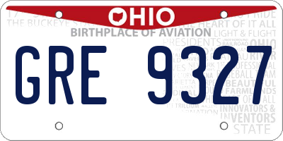 OH license plate GRE9327