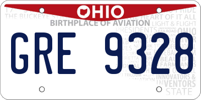 OH license plate GRE9328