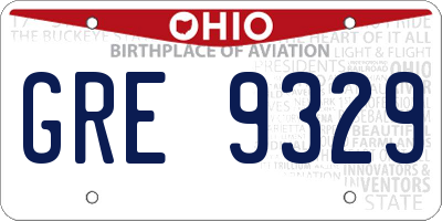 OH license plate GRE9329