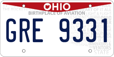 OH license plate GRE9331