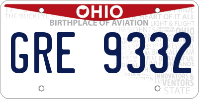 OH license plate GRE9332