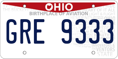 OH license plate GRE9333