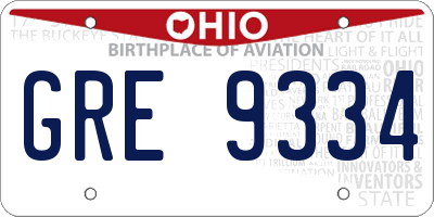 OH license plate GRE9334