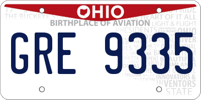 OH license plate GRE9335