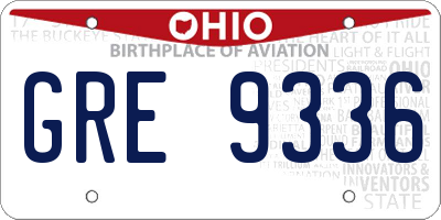 OH license plate GRE9336