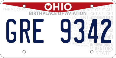 OH license plate GRE9342