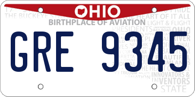 OH license plate GRE9345