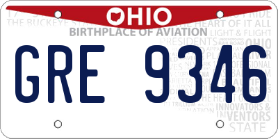 OH license plate GRE9346