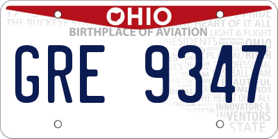 OH license plate GRE9347