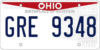 OH license plate GRE9348