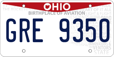 OH license plate GRE9350