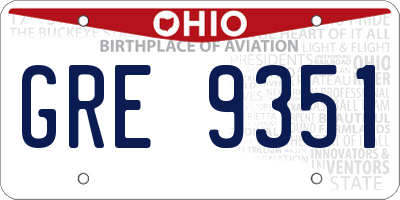 OH license plate GRE9351