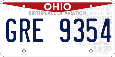 OH license plate GRE9354
