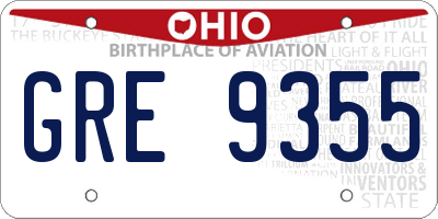 OH license plate GRE9355