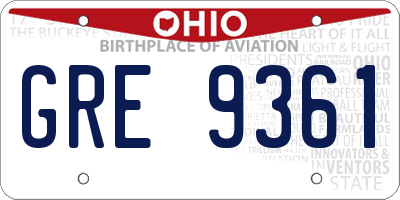 OH license plate GRE9361
