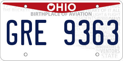 OH license plate GRE9363