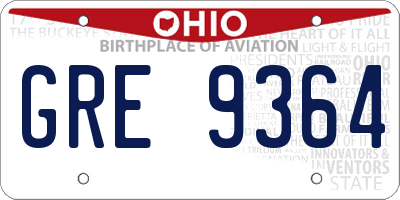 OH license plate GRE9364