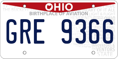 OH license plate GRE9366