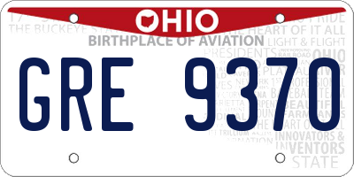 OH license plate GRE9370