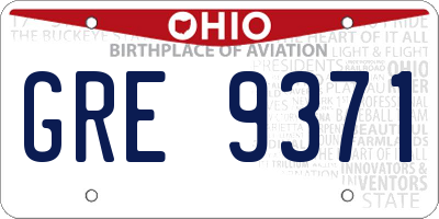 OH license plate GRE9371