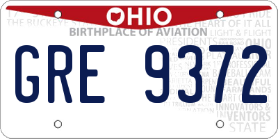OH license plate GRE9372