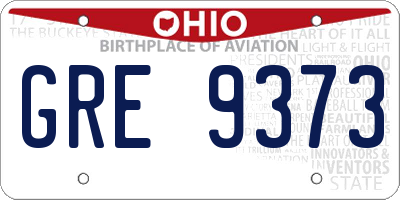 OH license plate GRE9373