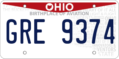 OH license plate GRE9374