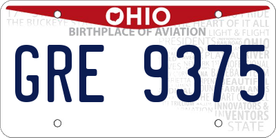 OH license plate GRE9375