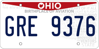 OH license plate GRE9376