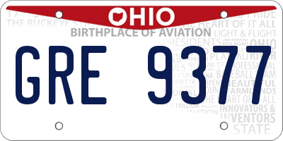 OH license plate GRE9377