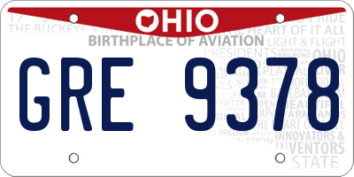 OH license plate GRE9378