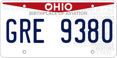 OH license plate GRE9380