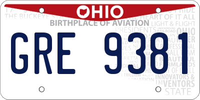 OH license plate GRE9381