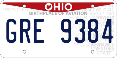 OH license plate GRE9384