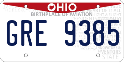 OH license plate GRE9385