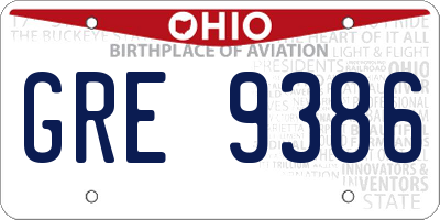 OH license plate GRE9386