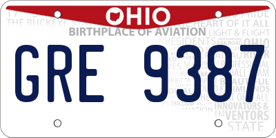 OH license plate GRE9387