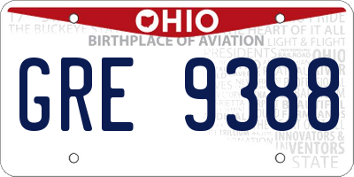 OH license plate GRE9388