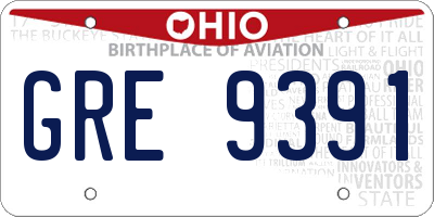 OH license plate GRE9391