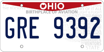 OH license plate GRE9392