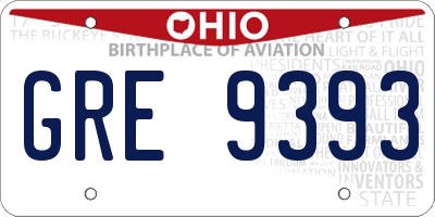 OH license plate GRE9393