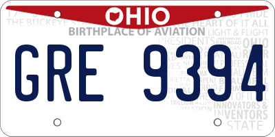 OH license plate GRE9394